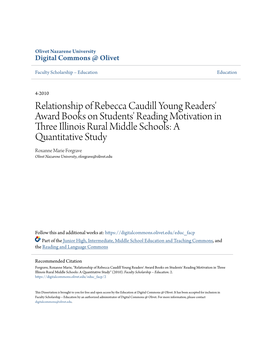 Relationship of Rebecca Caudill Young Readers' Award Books On