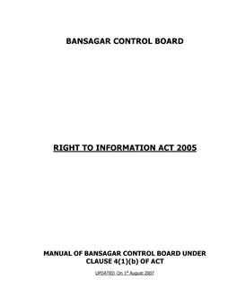 Bansagar Control Board