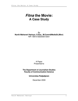 Fitna the Movie: a Case Study