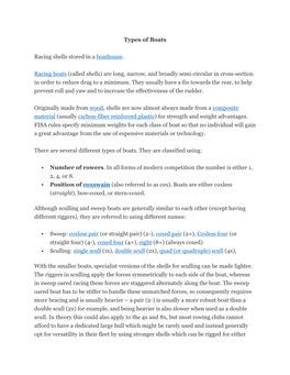 Types of Boats Racing Shells Stored in a Boathouse