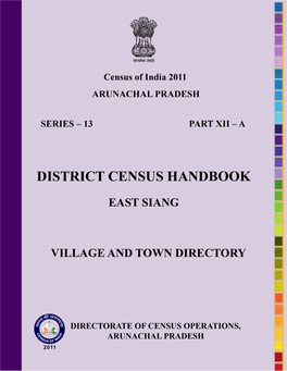 District Census Hanbook East Siang Village and Town