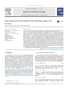 Fluid Overpressures and Strength of the Sedimentary Upper Crust