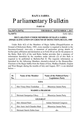 Parliamentary Bulletin