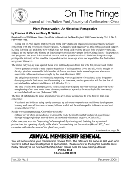 On the Fringe Journal of the Native Plant Society of Northeastern Ohio