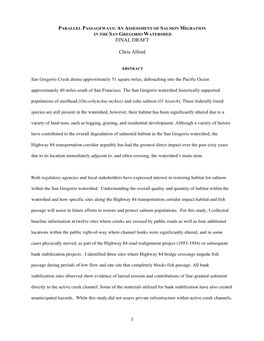 An Assessment of Salmon Migration in the San Gregorio Watershed Final Draft