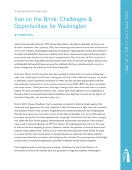 Iran on the Brink: Challenges & by Sanam Vakil a Hoover Inst I Tut I on E Ss a Y – 1988 Iran-Iraq War, Death the 1988 Iran-Iraq – 2015, at Similar Been Has Fight