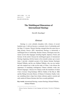 The Multilingual Dimensions of International Sinology Abstract