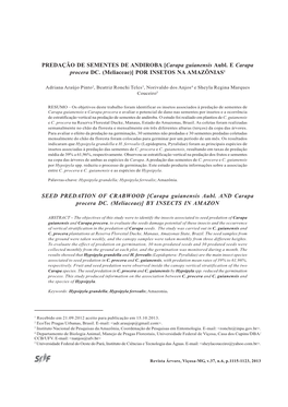 PREDAÇÃO DE SEMENTES DE ANDIROBA [Carapa Guianensis Aubl. E Carapa Procera DC