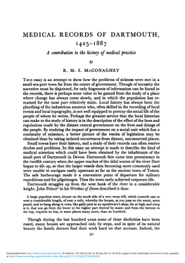 MEDICAL RECORDS of DARTMOUTH, I425-1887 a Contribution to the History of Medical Practice by R