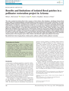 Benefits and Limitations of Isolated Floral Patches in a Pollinator