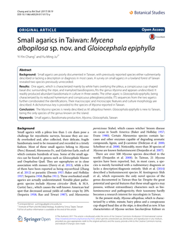 Mycena Albopilosa Sp. Nov. and Gloiocephala Epiphylla Yi‑Yin Chang1 and Yu‑Ming Ju2*