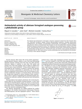 Antimalarial Activity of Abietane Ferruginol Analogues Possessing a Phthalimide Group ⇑ ⇑ Miguel A