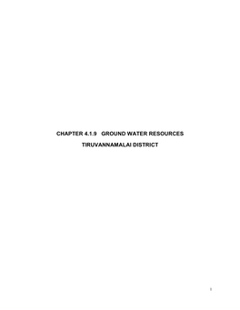 Chapter 4.1.9 Ground Water Resources Tiruvannamalai