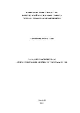 Universidade Federal Fluminense Instituto De Ciências Humanas E Filosofia Programa De Pós-Graduação Em História