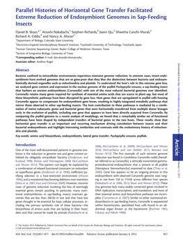 Article Parallel Histories of Horizontal Gene Transfer Facilitated Extreme Reduction of Endosymbiont Genomes in Sap-Feeding Inse