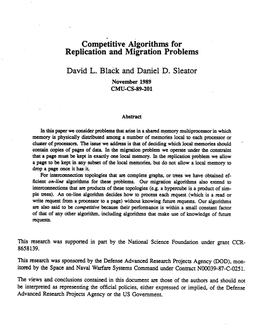 Compebitive Algorithms for Replication and Migration Problems