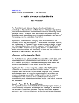 Israel in the Australian Media