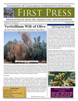 Verticillium Wilt of Olive