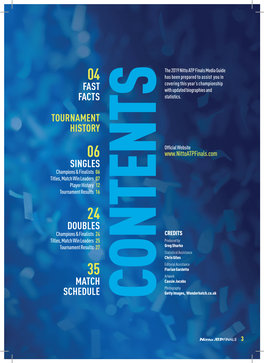 Fast Facts Tournament History Singles Doubles Match Schedule