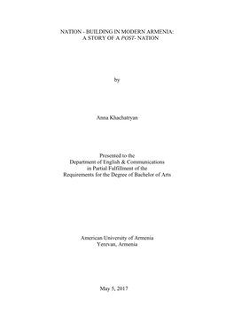 Building in Modern Armenia: a Story of a Post- Nation