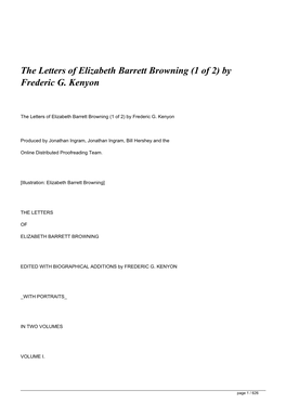 The Letters of Elizabeth Barrett Browning (1 of 2) by Frederic G