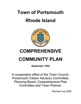 Town of Portsmouth Rhode Island COMPREHENSIVE COMMUNITY PLAN