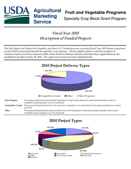 Fruit and Vegetable Programs Specialty Crop Block Grant Program