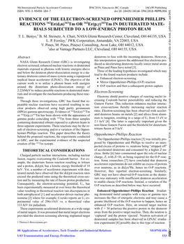 EVIDENCE of the ELECTRON-SCREENED OPPENHEIMER PHILLIPS REACTIONS 162Er(D,N)163Tm OR 162Er(P,Γ)163Tm in DEUTERATED MATE- RIALS SUBJECTED to a LOW-ENERGY PHOTON BEAM T