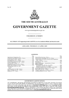 The South Australian Government Gazette