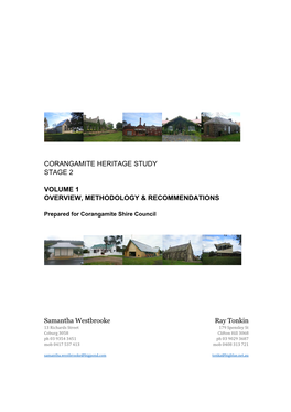 Corangamite Heritage Study Stage 2 Volume 1 Overview, Methodology