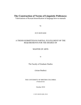 The Construction of Norms of Linguistic Politeness: Valorizations of Korean Honorification in Language How-To Manuals