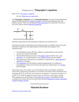 Telegrapher's Equations