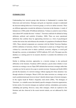 INTRODUCTION Understanding How Terrorist Groups Take Decisions Is