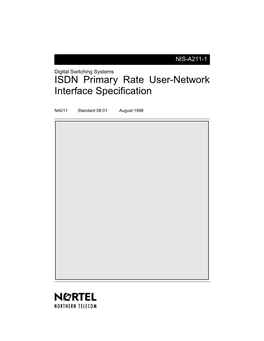 ISDN Primary Rate User-Network Interface Specification