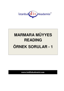 Marmara Müyyes Reading Örnek Sorular - 1