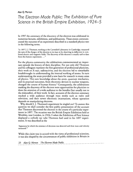 The Exhibition of Pure Science in the British Empire Exhibition, 1924-5