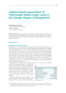 Capture-Based Aquaculture of Wild-Caught Indian Major Carps in the Ganges Region of Bangladesh