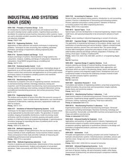 Industrial and Systems Engr (ISEN) 1