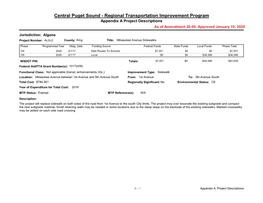 Appendix a Project Descriptions As of Amendment 20-00, Approved January 10, 2020