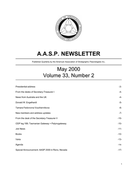 A.A.S.P. Newsletter