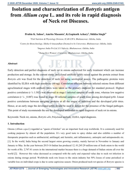 Isolation and Characterization of Botrytis Antigen from Allium Cepa L