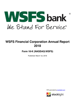 WSFS Financial Corporation Annual Report 2018