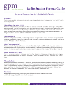 Radio Station Format Guide