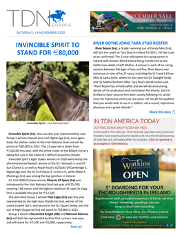 Invincible Spirit to Stand for I80,000 Cont