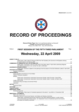 Record of Proceedings