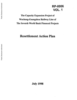 Resettlement Action Plan Public Disclosure Authorized Public Disclosure Authorized