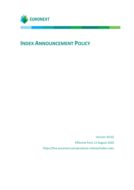Index Announcement Policy