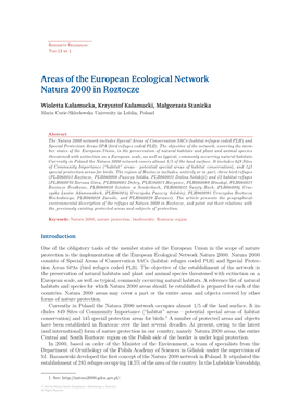 Areas of the European Ecological Network Natura 2000 in Roztocze
