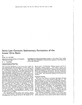 Some Late Cenozoic Sedimentary Formations of the Lower Omo Basin by KARL W