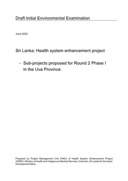 Draft Initial Environmental Examination Sri Lanka: Health